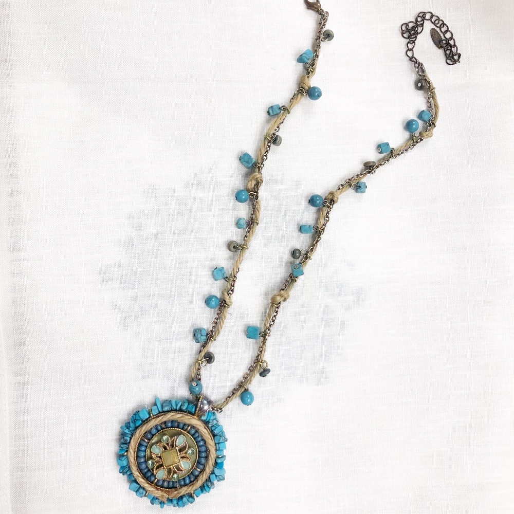 Turquoise enamel necklace